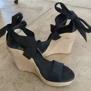 Ugg platform sandals with ribbon tie